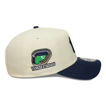 This is a New York Yankees MLB Chrome Blue Contrast Cream 9FORTY A-Frame Adjustable Cap 5