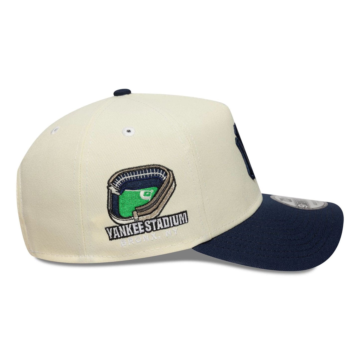 This is a New York Yankees MLB Chrome Blue Contrast Cream 9FORTY A-Frame Adjustable Cap 5