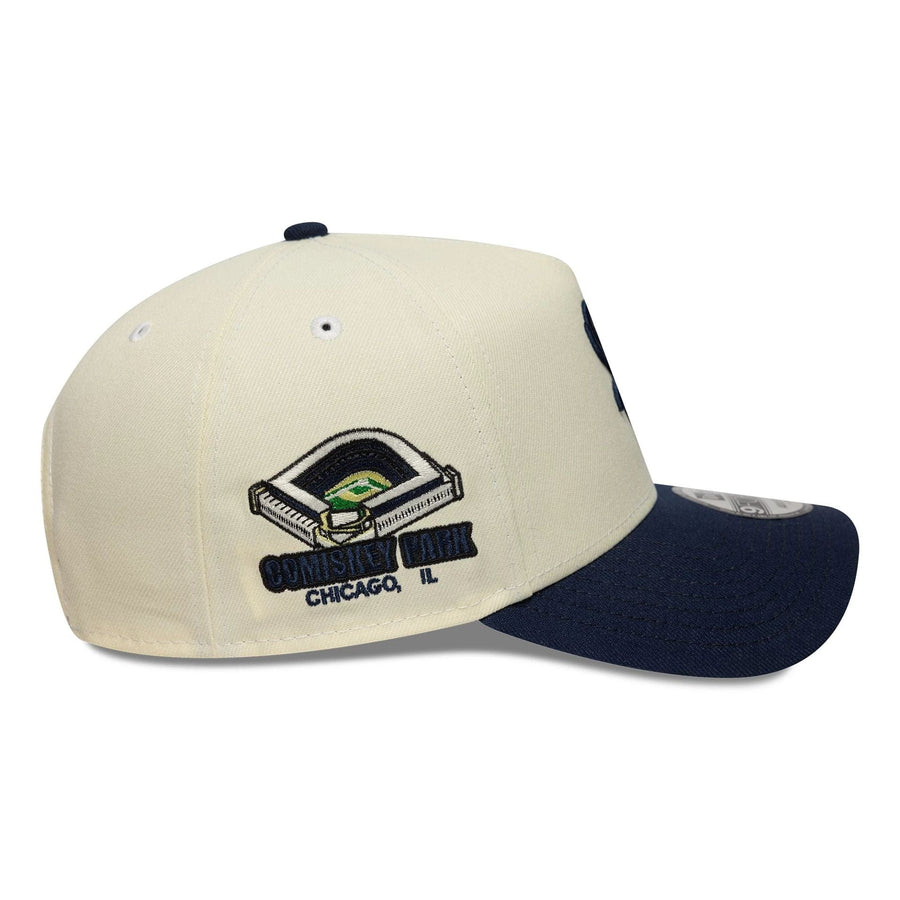 This is a Chicago White Sox MLB Chrome Blue Contrast Cream 9FORTY A-Frame Adjustable Cap 5