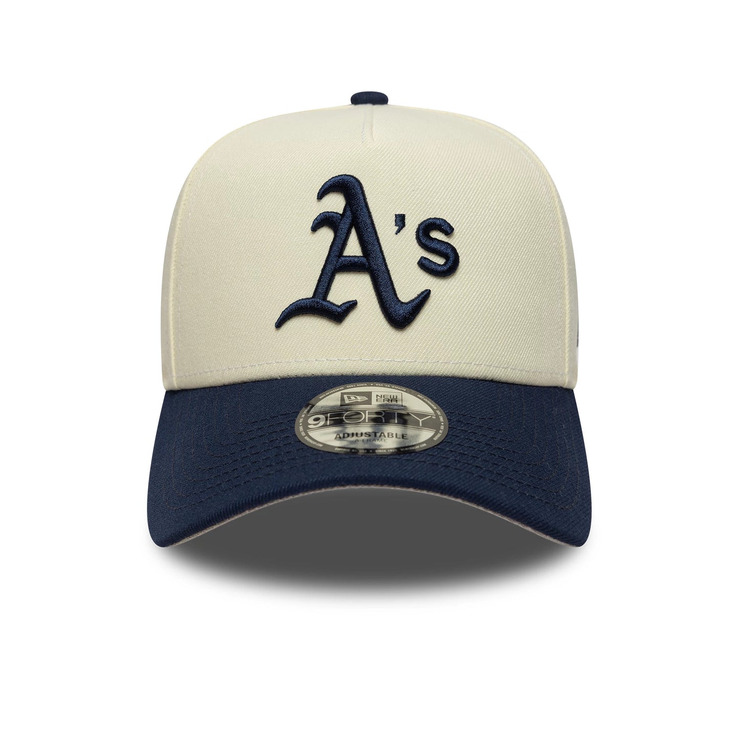 This is a Oakland Athletics MLB Chrome Blue Contrast Cream 9FORTY A-Frame Adjustable Cap 3