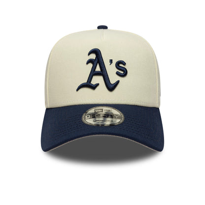 This is a Oakland Athletics MLB Chrome Blue Contrast Cream 9FORTY A-Frame Adjustable Cap 3