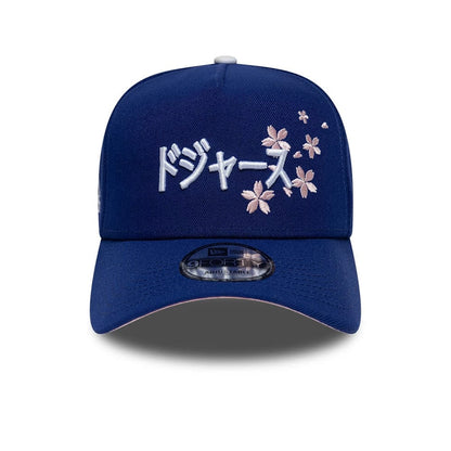 Pictured is this MLB Kanji LA Dodgers 9FORTY A-Frame Adjustable cap in dark blue. 3