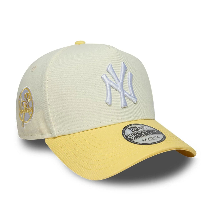 This is a New York Yankees MLB Cream & Yellow 9FORTY A-Frame Adjustable Cap 1