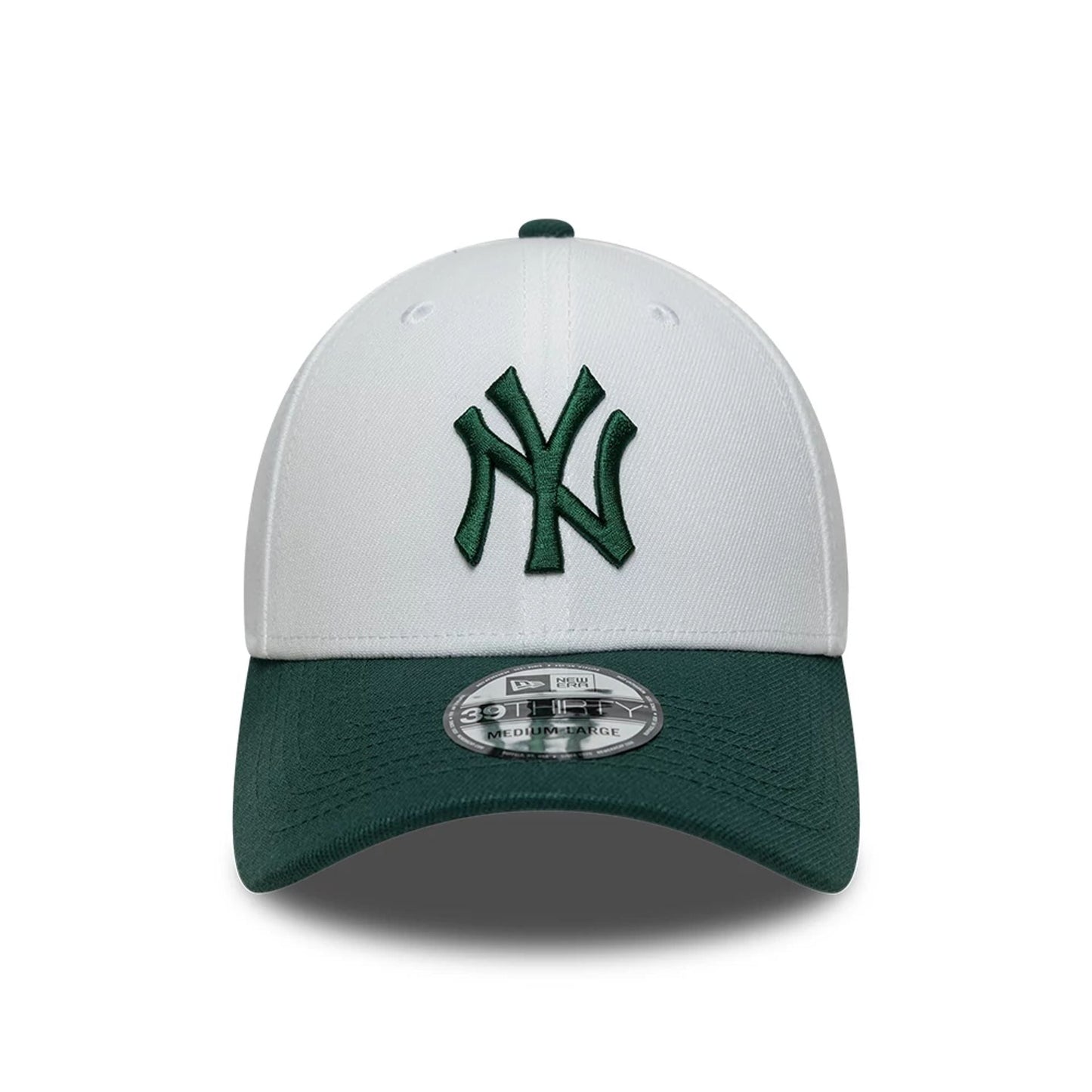 This is a New York Yankees MLB White 39THIRTY Stretch Fit Cap 2