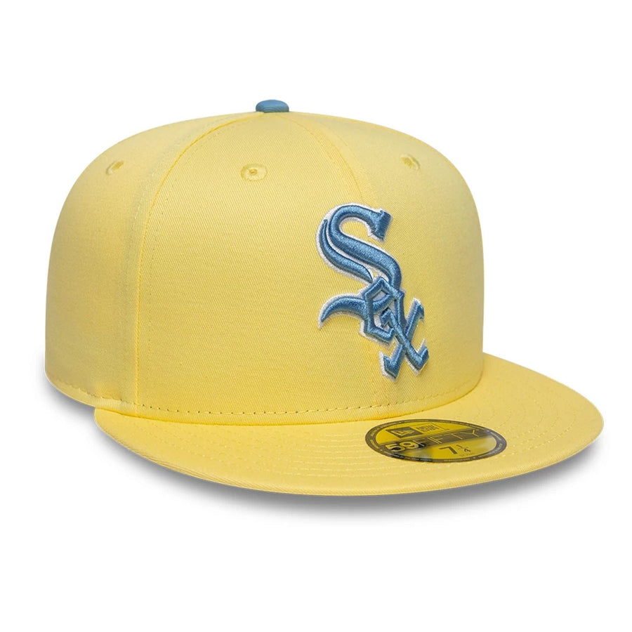 This is a Chicago White Sox MLB Pastel Yellow 59FIFTY Fitted Cap 4
