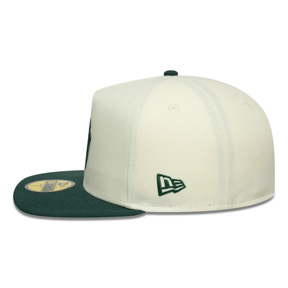 This is a New York Yankees MLB Cream 59FIFTY A-Frame Fitted Cap 6
