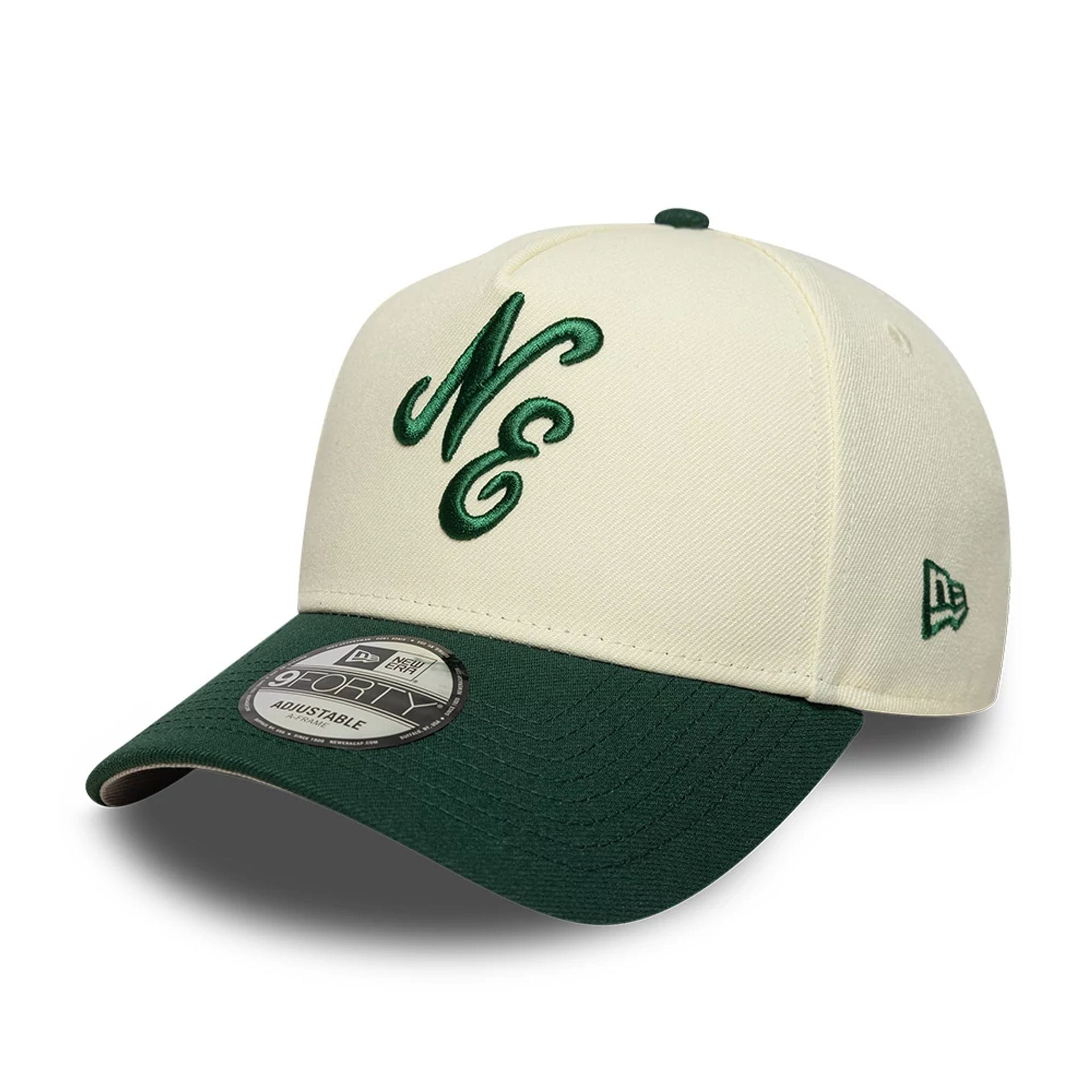 This is a  New Era Cream 9FORTY A-Frame Adjustable Cap 1