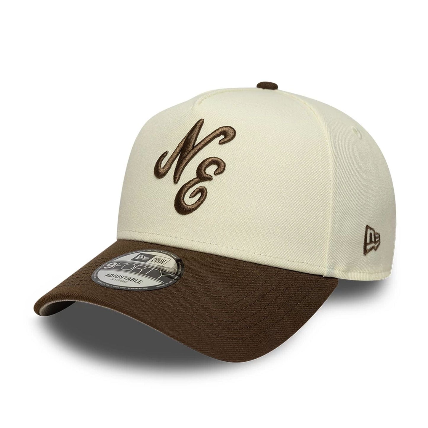 This is a  New Era Cream 9FORTY A-Frame Adjustable Cap 1