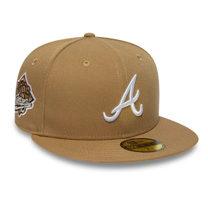 This is a Atlanta Braves MLB Sidepatch Beige 59FIFTY Fitted Cap 1