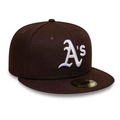 Pictured is this MLB Athletics 59FIFTY Fitted cap in dark brown. 4