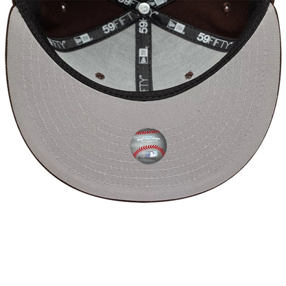 Pictured is this MLB Detroit Tigers 59FIFTY Fitted cap in dark brown. 2
