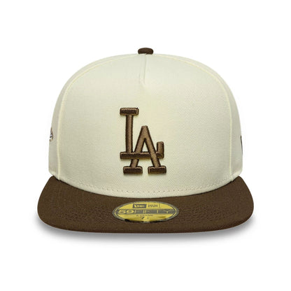 This is a LA Dodgers MLB Cream 59FIFTY A-Frame Fitted Cap 3