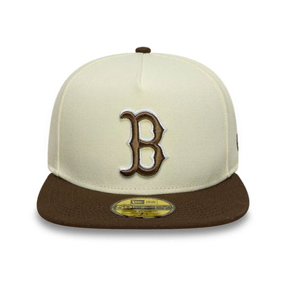 This is a Boston Red Sox MLB Cream 59FIFTY A-Frame Fitted Cap 3