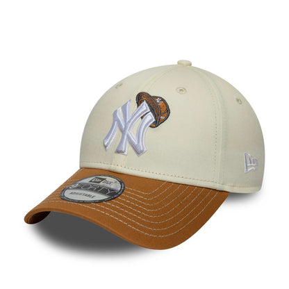 Pictured is this MLB New York Yankees 9FORTY cap in cream and brown. 1