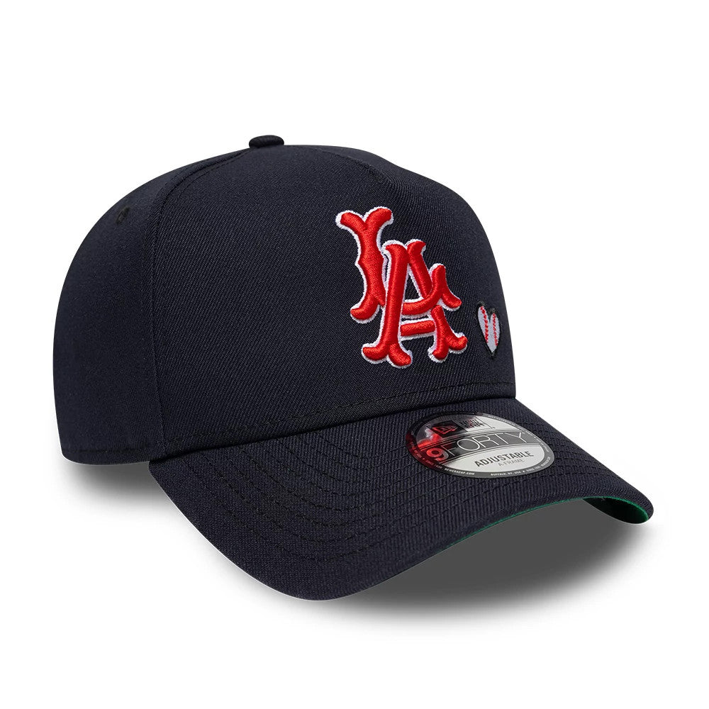 Pictured is this MLB Heart LA Angels 9FORTY A-Frame Adjustable cap in navy. 4