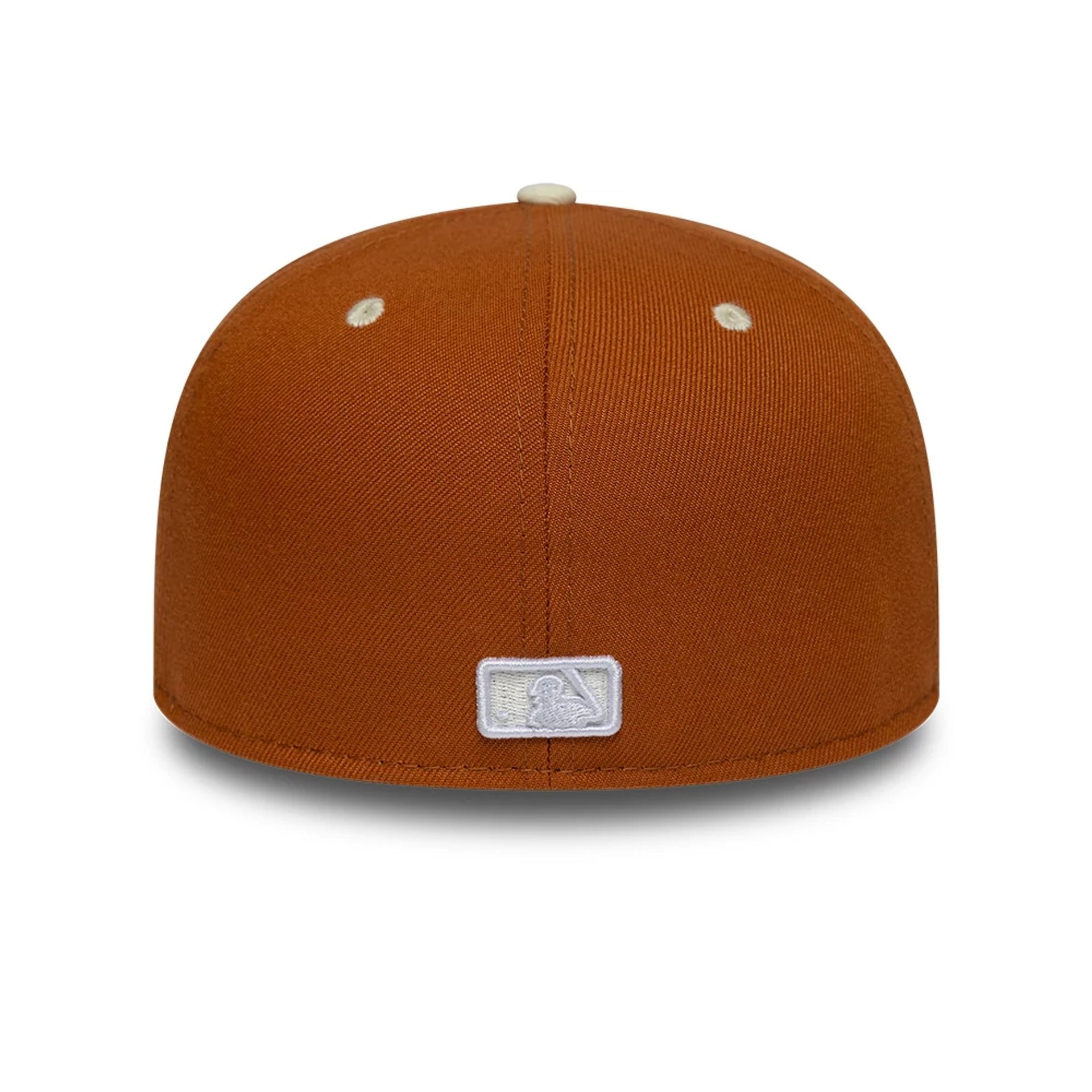 Pictured is this MLB Contrast New York Yankees 59FIFTY Fitted cap in brown. 4