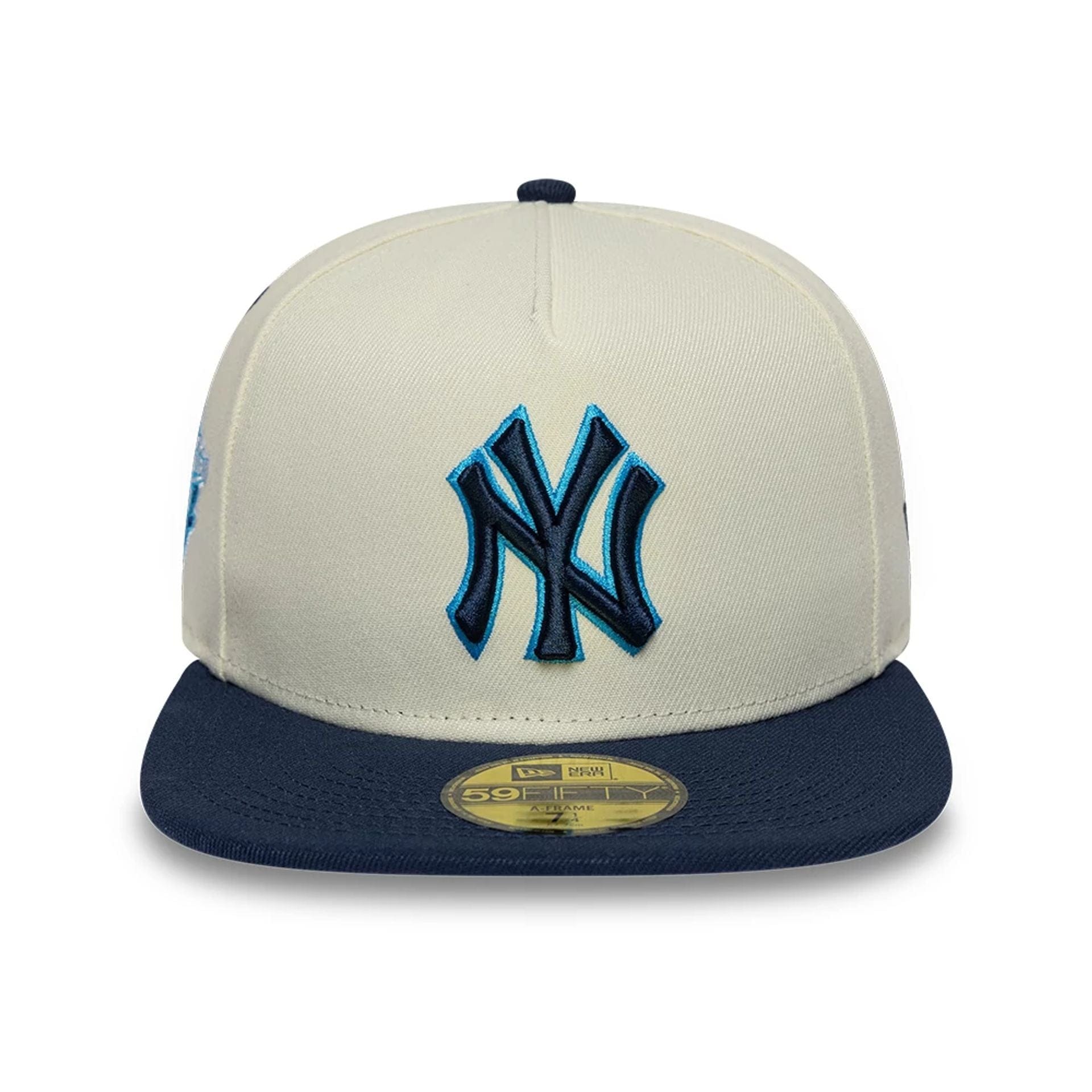 Pictured is this New York Yankees MLB White 59FIFTY A-Frame Fitted cap. 3