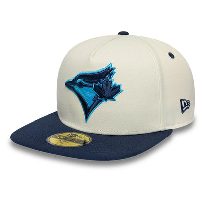 Pictured is this Toronto Blue Jays MLB White 59FIFTY A-Frame Fitted cap. 4