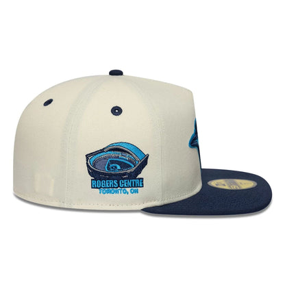 Pictured is this Toronto Blue Jays MLB White 59FIFTY A-Frame Fitted cap. 5