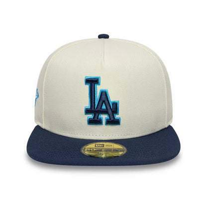Pictured is this LA Dodgers MLB White 59FIFTY A-Frame Fitted cap. 3