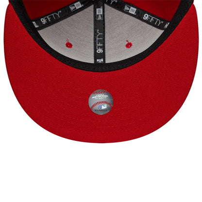 Pictured is this MLB Upside Down Philadelphia Phillies 9FIFTY Snapback cap in red. 7