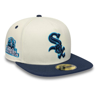Pictured is this Chicago White Sox MLB White 59FIFTY A-Frame Fitted cap. 1