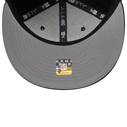 Pictured is this NFL Heart Las Vegas Raiders 59FIFTY Fitted cap in black. 2