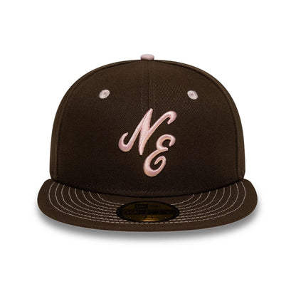 Pictured is this New Era With Love 59FIFTY Fitted cap in dark brown. 3