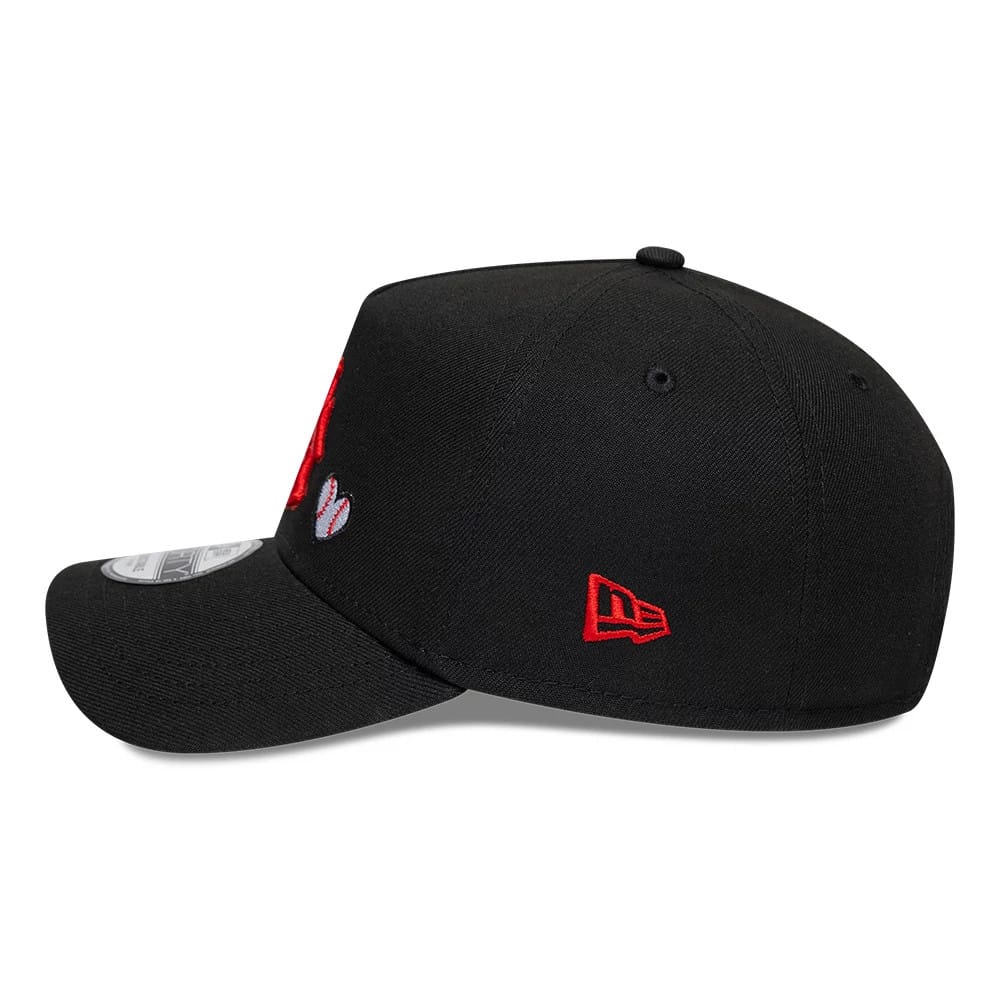 Pictured is this MLB Heart LA Angels 9FORTY A-Frame Adjustable cap in black. 6