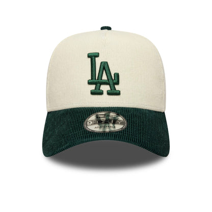 Pictured is this MLB Cord LA Dodgers 9FORTY A-Frame cap in cream and dark green. 3
