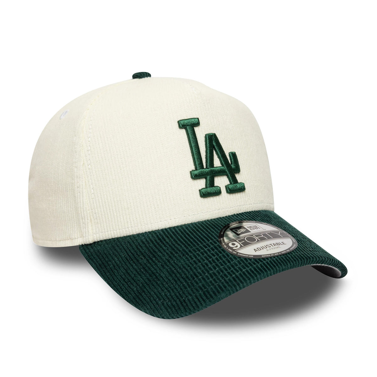 Pictured is this MLB Cord LA Dodgers 9FORTY A-Frame cap in cream and dark green. 4