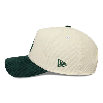 Pictured is this MLB Cord LA Dodgers 9FORTY A-Frame cap in cream and dark green. 5