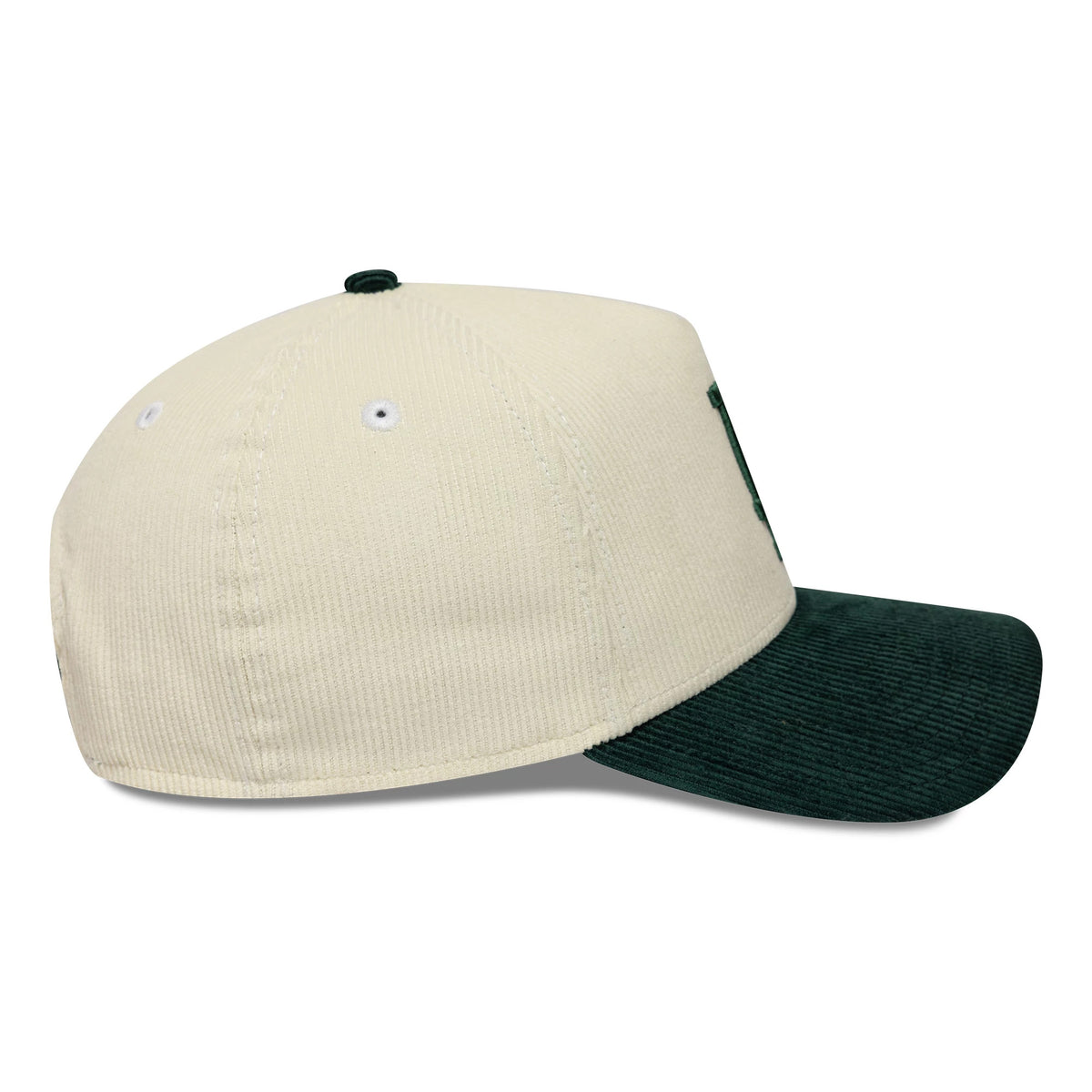 Pictured is this MLB Cord LA Dodgers 9FORTY A-Frame cap in cream and dark green. 6
