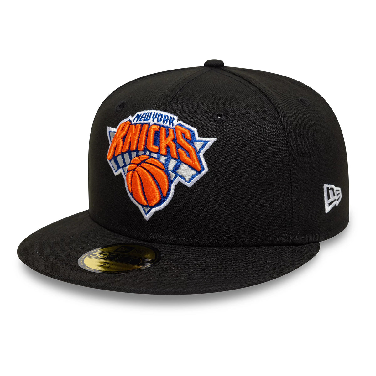 Pictured is this NBA New York Knicks 59FIFTY Fitted cap in black. 1