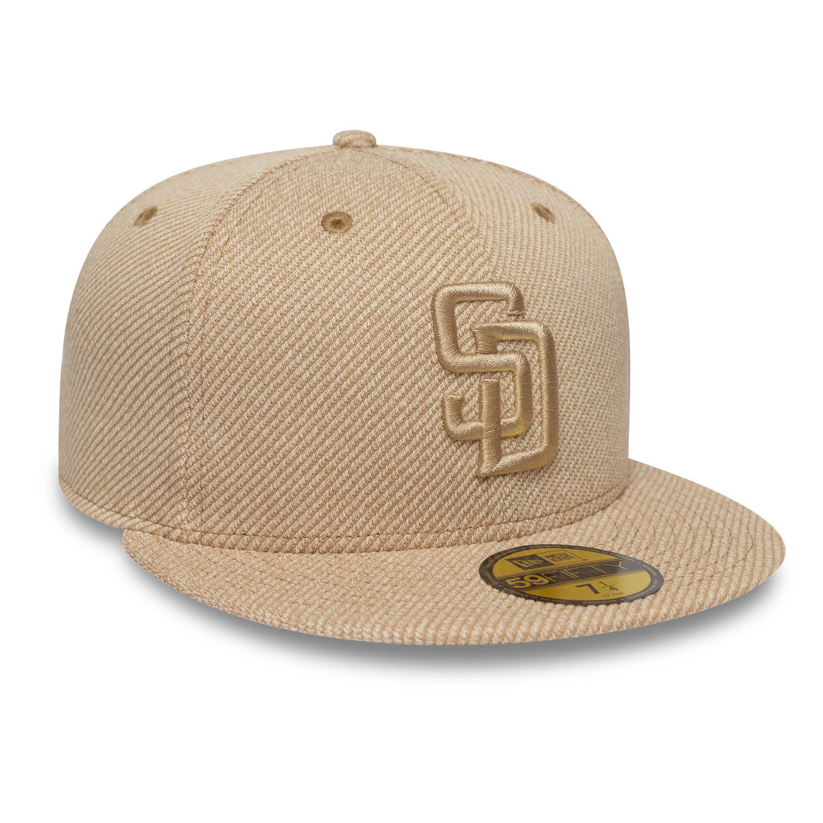 Pictured is this  MLB Heather Tan San Diego Padres 59FIFTY Fitted cap in tan. 3