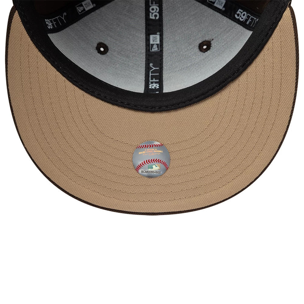 Pictured is this  MLB Floral Chicago White Sox 59FIFTY Fitted cap in dark brown. 2