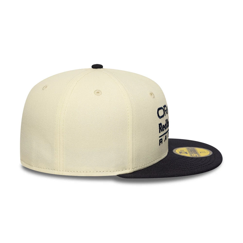 Pictured is this Red Bull Racing 59FIFTY Fitted cap in Cream & Black. 5
