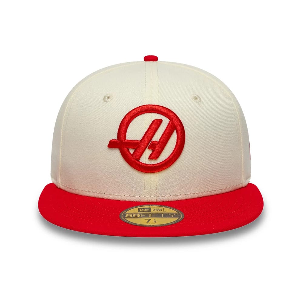 Pictured is this TGR Haas F1 59FIFTY Fitted cap in cream. 2