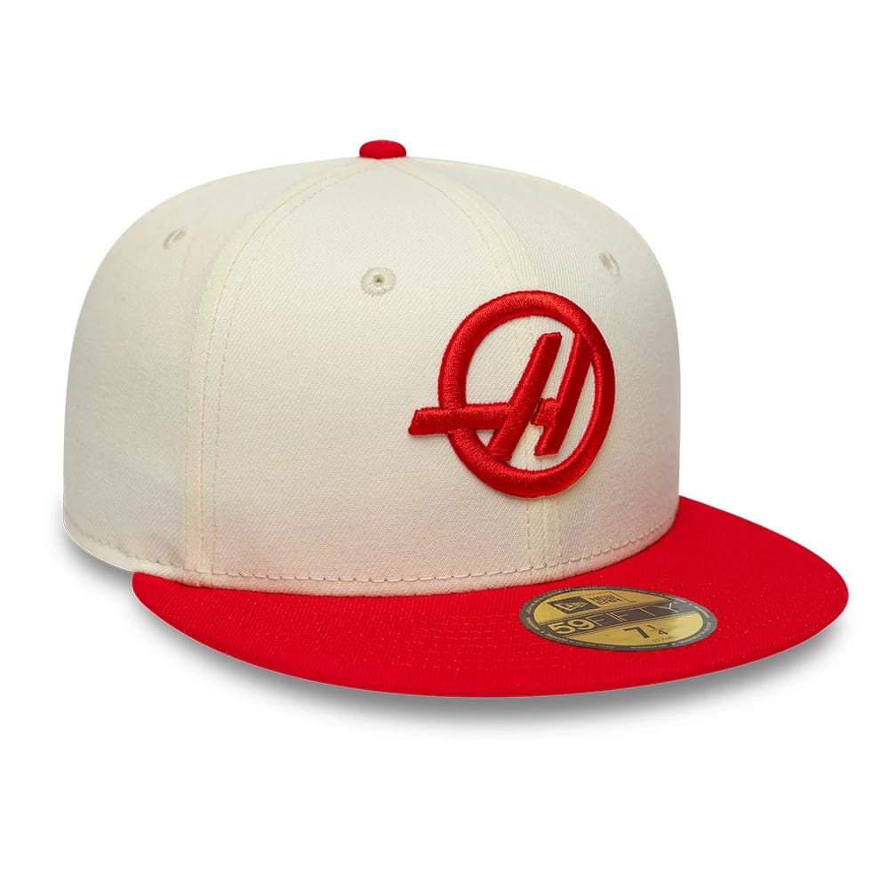 Pictured is this TGR Haas F1 59FIFTY Fitted cap in cream. 3