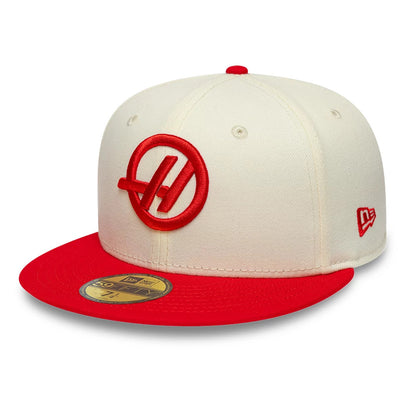 Pictured is this TGR Haas F1 59FIFTY Fitted cap in cream. 1