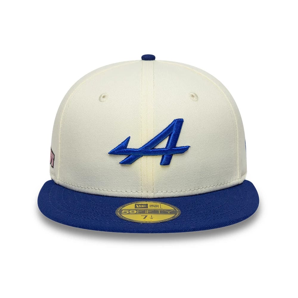 Pictured is this Alpine Racing 59FIFTY Fitted cap in cream. 2