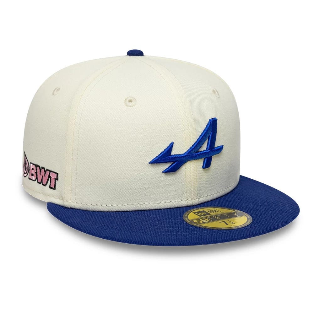 Pictured is this Alpine Racing 59FIFTY Fitted cap in cream. 1