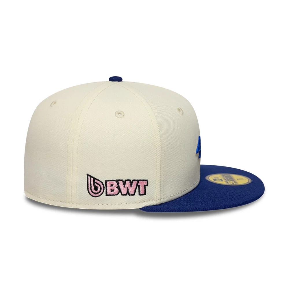 Pictured is this Alpine Racing 59FIFTY Fitted cap in cream. 4