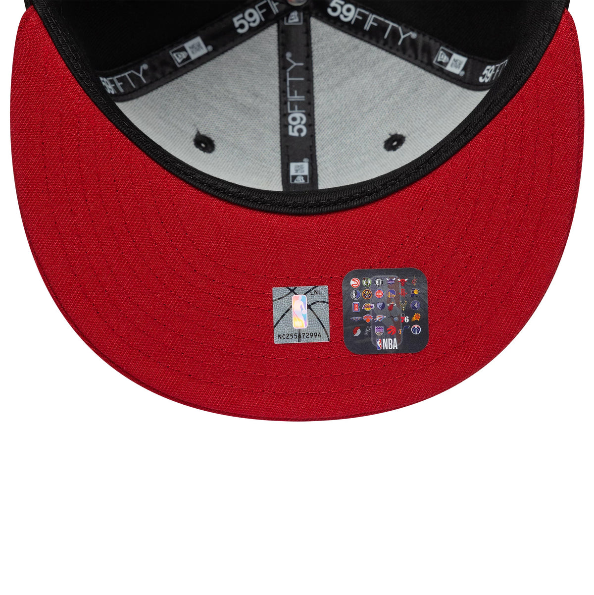 Pictured is this NBA Global Games 2026 London Miami Heat 59FIFTY Fitted cap in black and dark red. 7