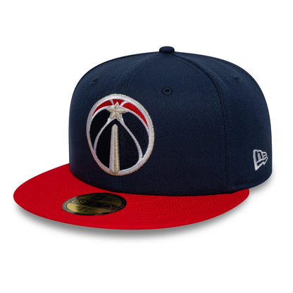Pictured is this NBA Global Games 2026 London Washington Wizards 59FIFTY Fitted cap in dark blue and red. 3