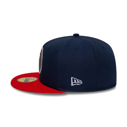 Pictured is this NBA Global Games 2026 London Washington Wizards 59FIFTY Fitted cap in dark blue and red. 4