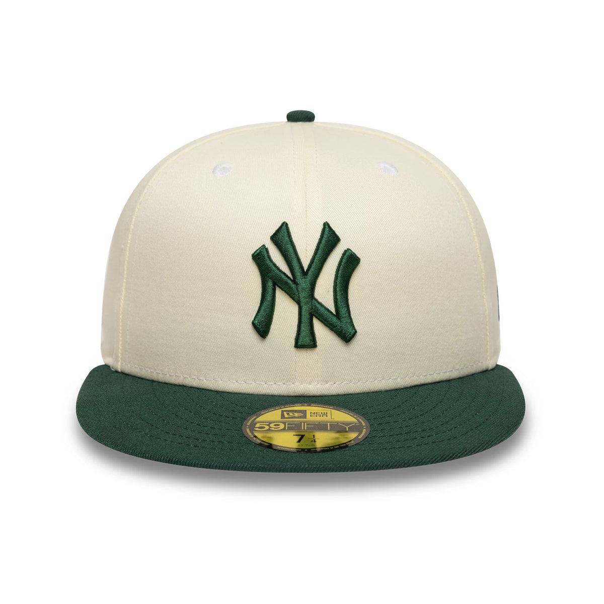 Pictured is this MLB New York Yankees 59FIFTY Fitted cap in cream and dark green. 3