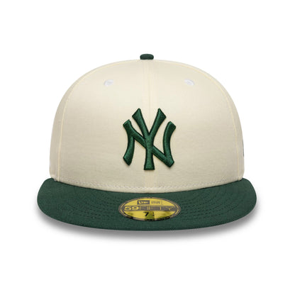 Pictured is this MLB New York Yankees 59FIFTY Fitted cap in cream and dark green. 3