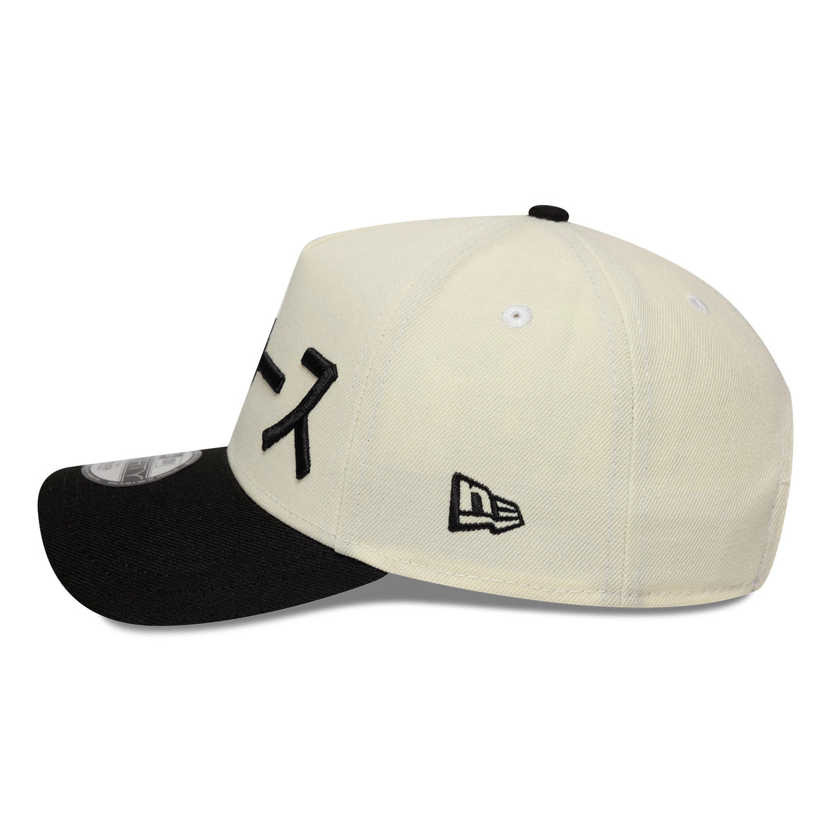 Pictured is this Youth MLB Kanji LA Dodgers 9FORTY A-Frame cap in white and black. 6