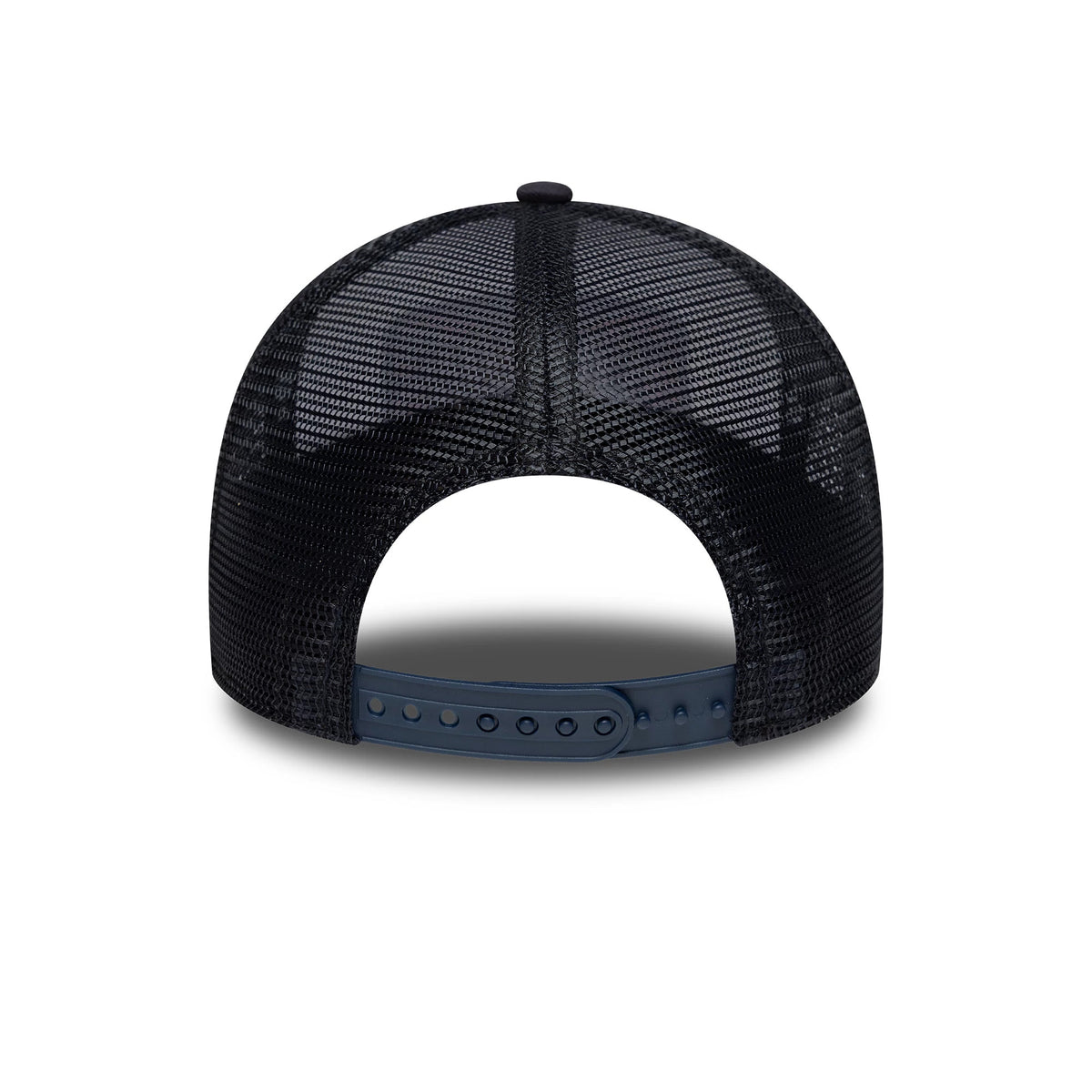 Pictured is this New Era London 9FORTY M-Crown A-Frame Trucker cap in white & navy. 6